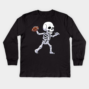 Skeleton American Football Player Halloween Costume Kids Long Sleeve T-Shirt